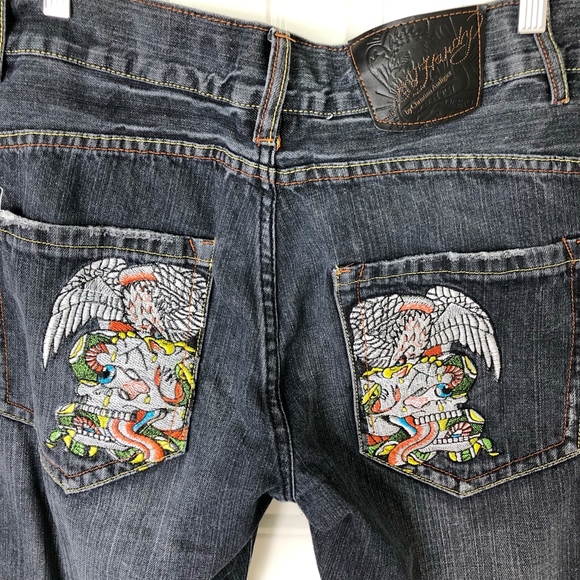 Ed Hardy Other - Ed Hardy Mens Vintage Tattoo Jeans missing button